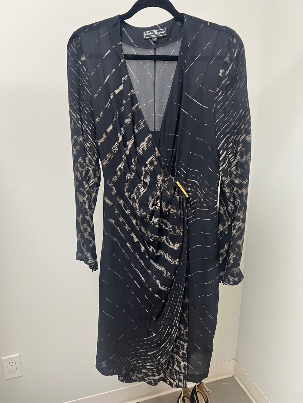 Salvatore Ferragamo Silk Dress with Brushstroke Pattern